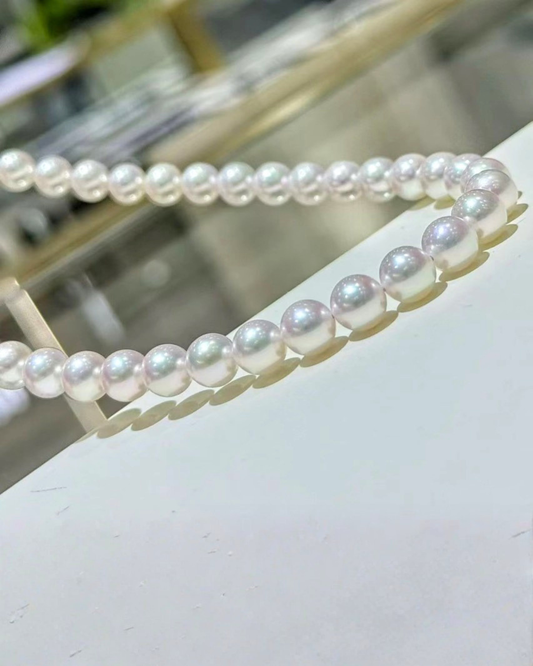 Tennyo Japanese Akoya Round Loose Strand with PSL Certificate - White (7-7.5mm)