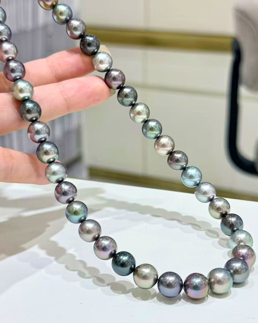 5A Tahitian Round Loose Strand - Mixed Colours Black, Green, Peacock, Grey (8.5-10.8mm)