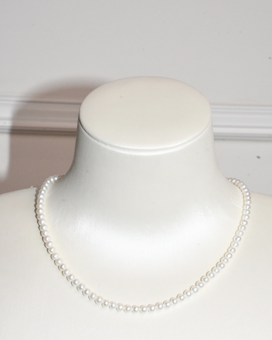 3A Freshwater Near Round Necklace in Copper - Clssic Double O Clasp - White (4 -5mm)