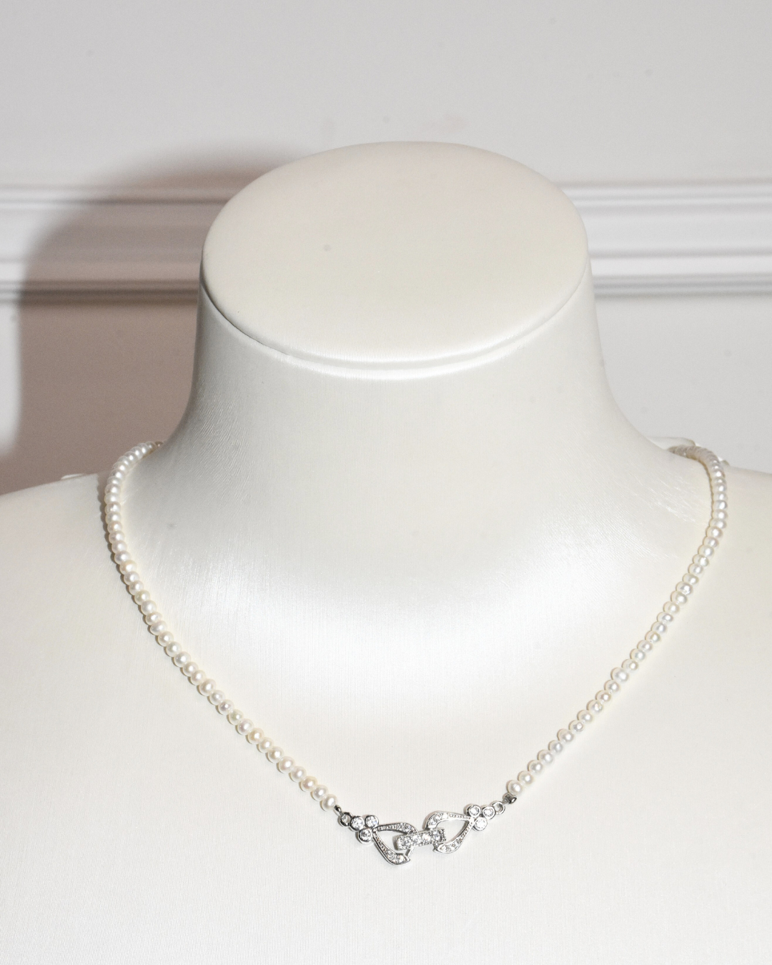 3A Freshwater Near Round Necklace in Copper - CZ Pendant - White (3 -4mm)