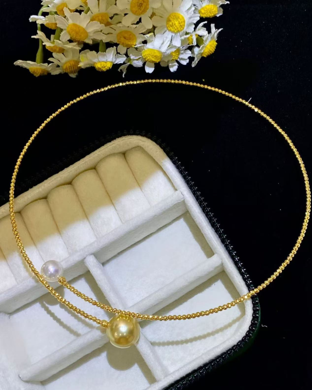 4A South Sea Golden Philippines Round Necklace in 18K Gold - South Sea Golden 13mm with Akoya 8mm - Gold (8-13mm)