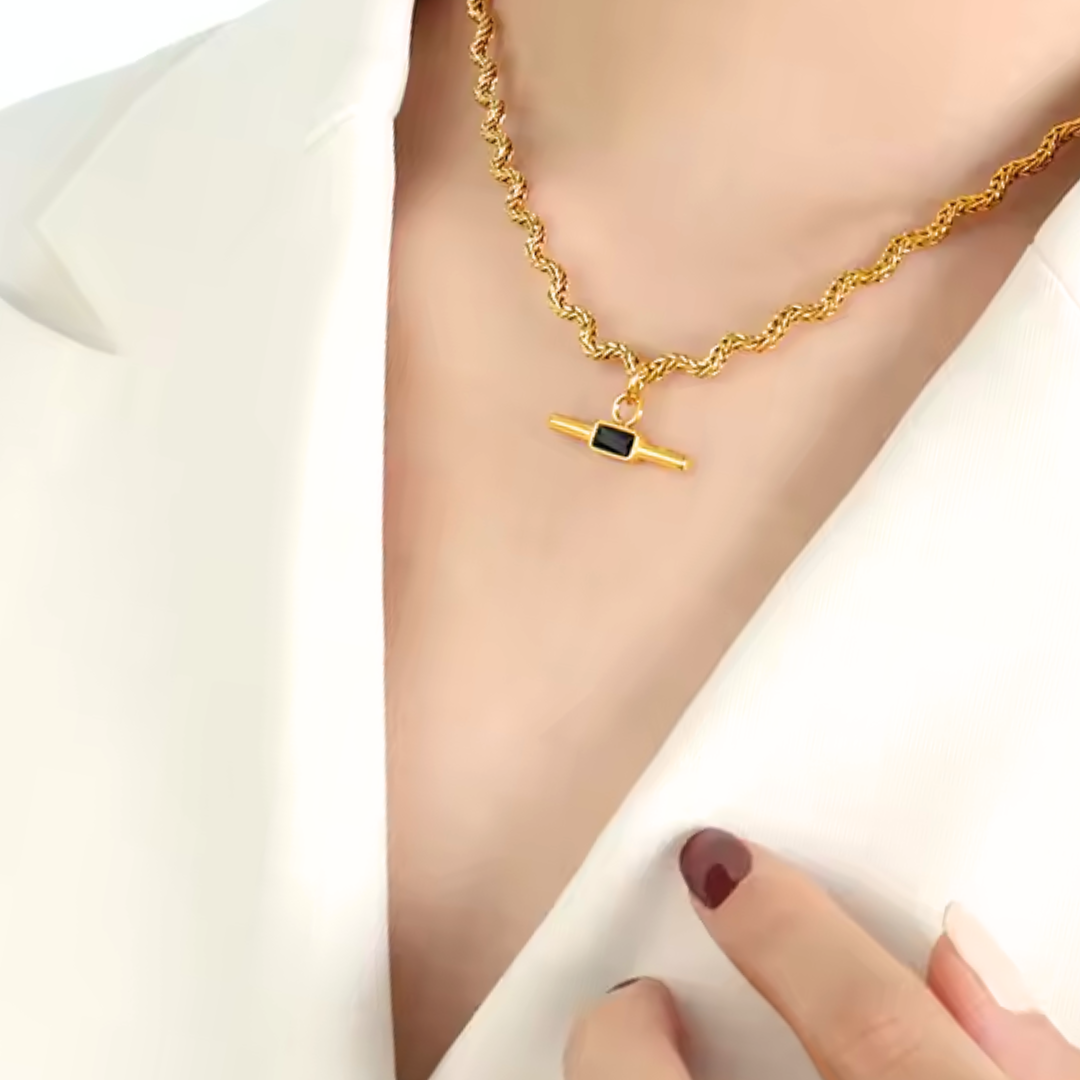 Gold Cascade Onyx Necklace