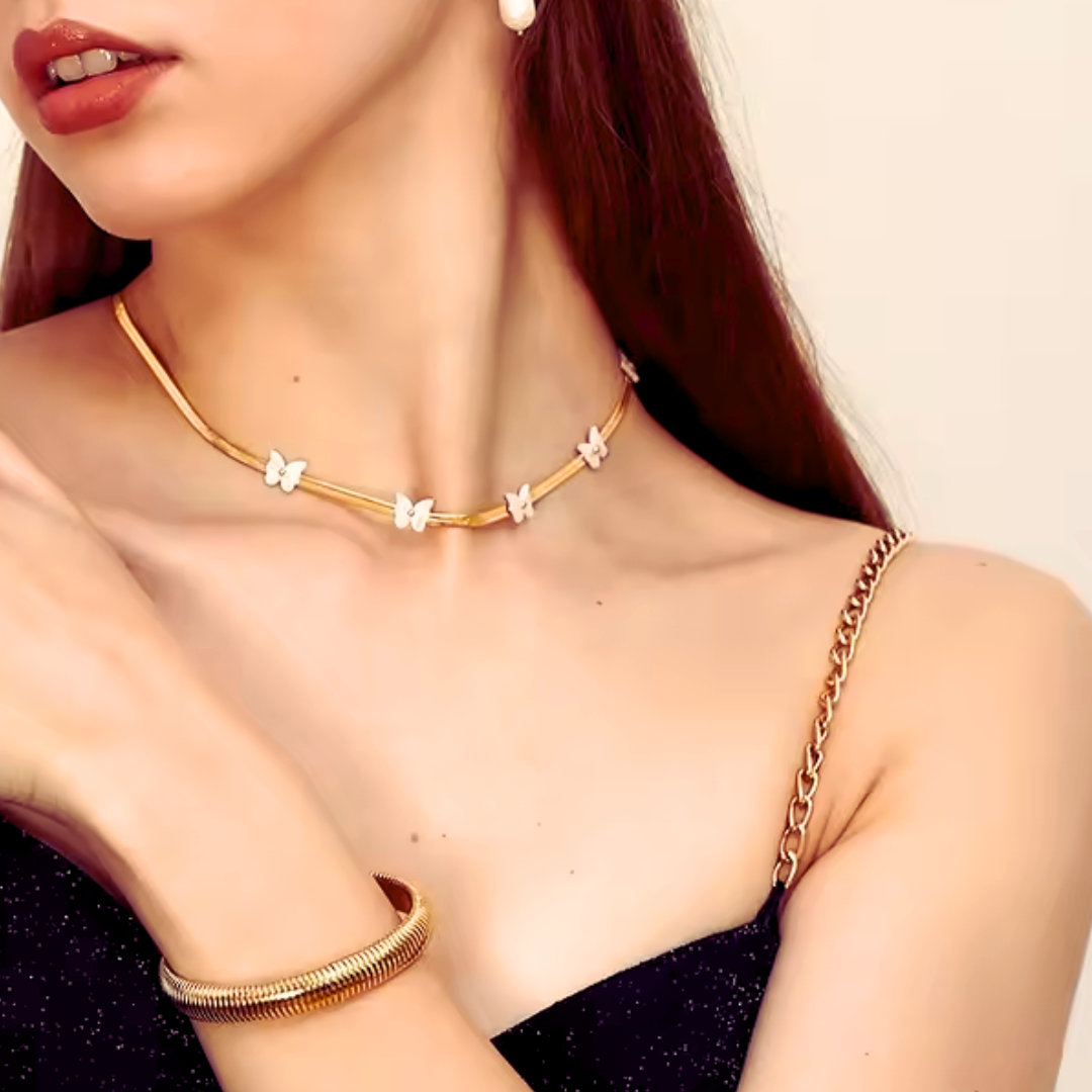 Summertime Shell Butterfly Choker Necklace