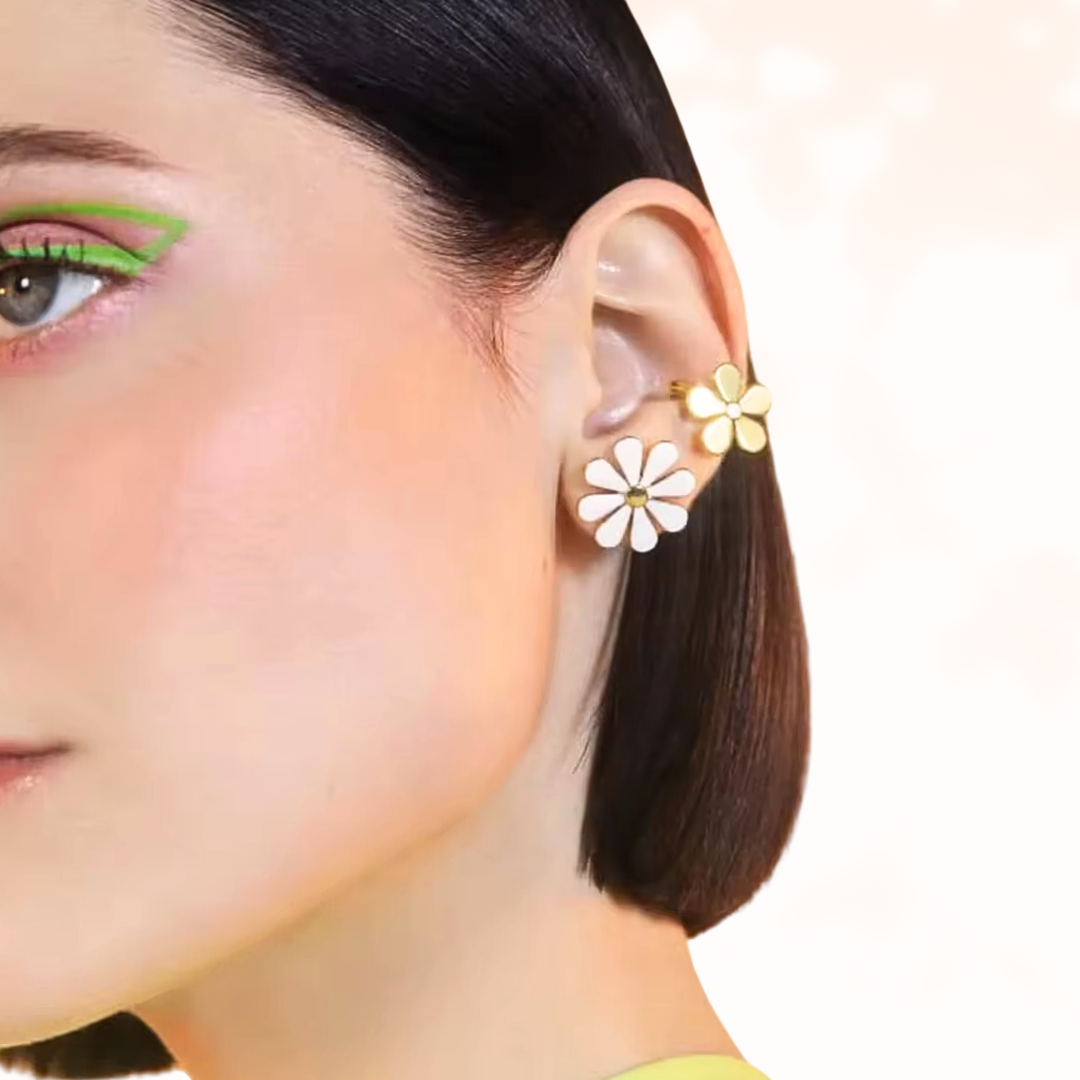 Summer White Daisy Flower Earrings