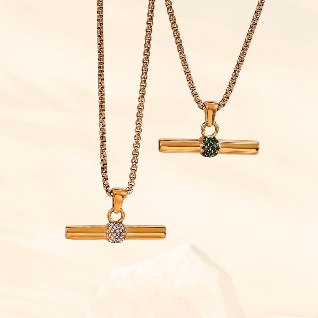 Gold Zirconia Pendance Necklace