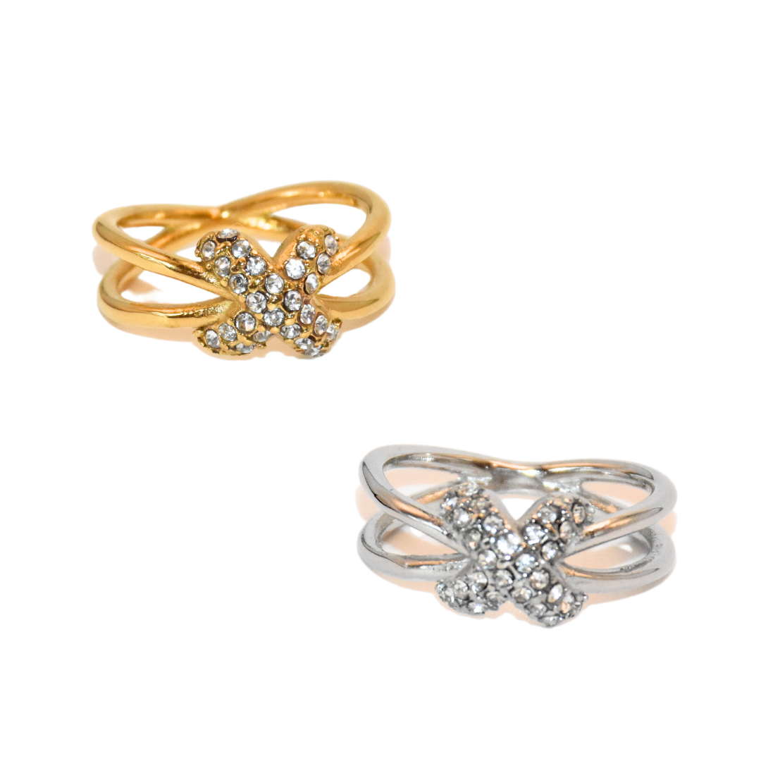 Crystal X Signet Ring
