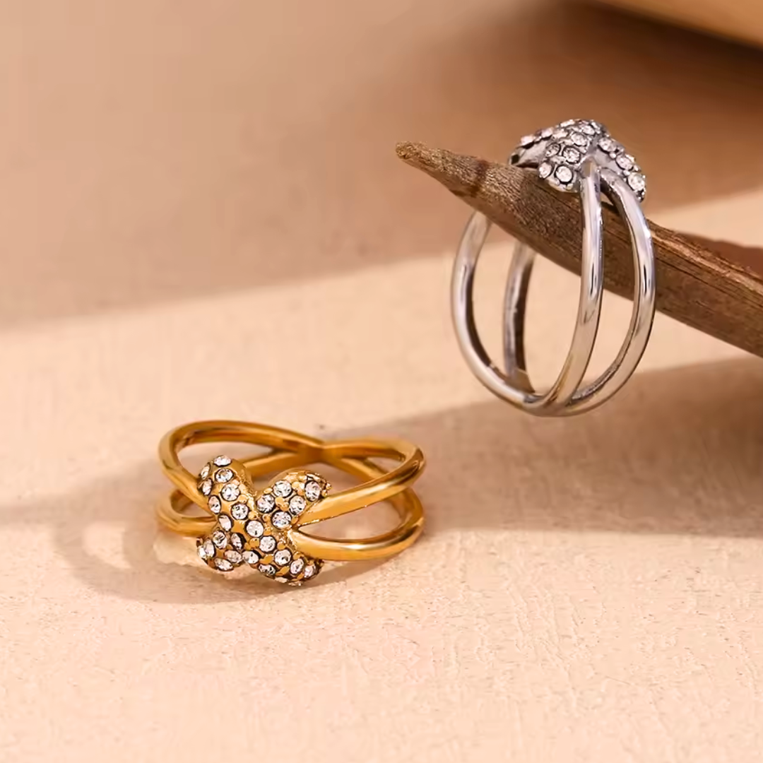 Crystal X Signet Ring