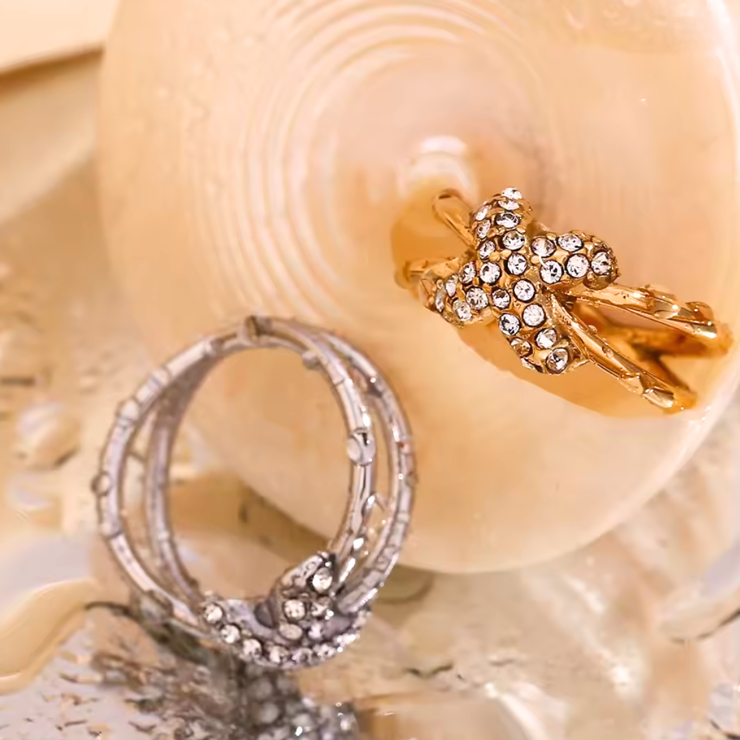 Crystal X Signet Ring