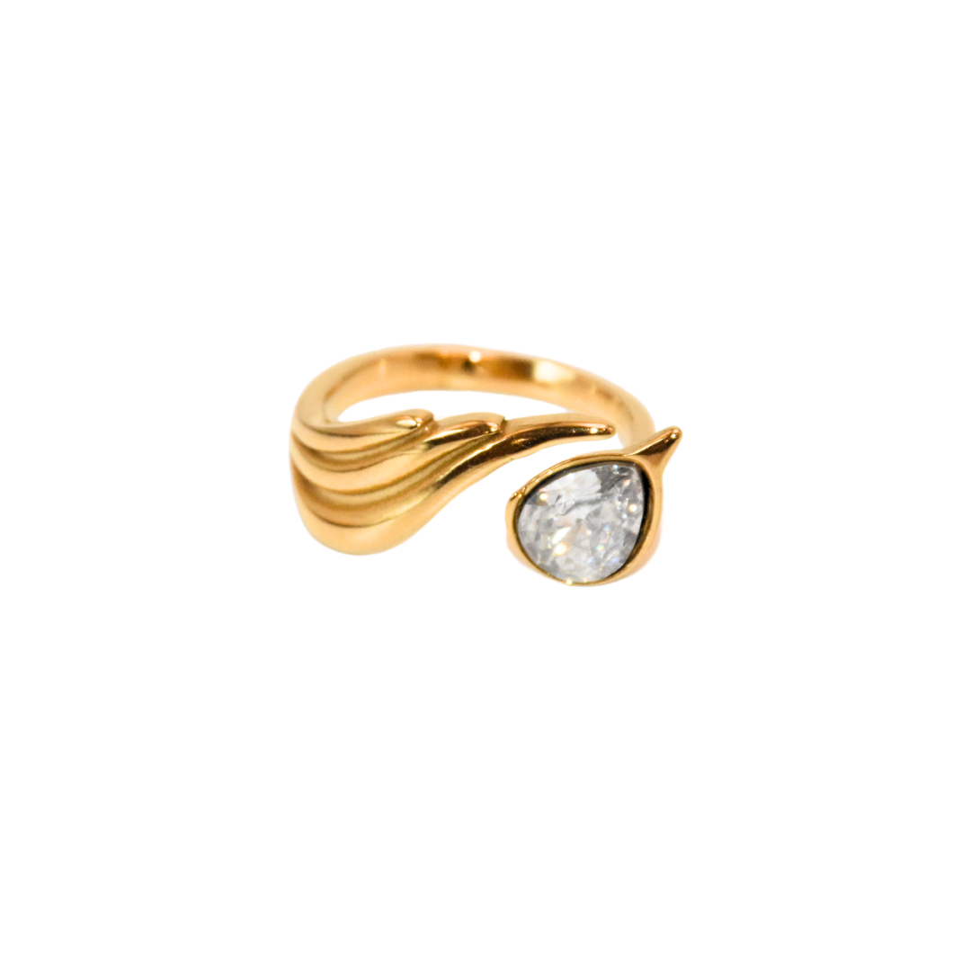 Feathered Zirconia Ring