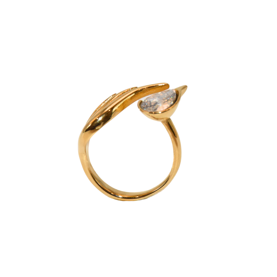 Feathered Zirconia Ring