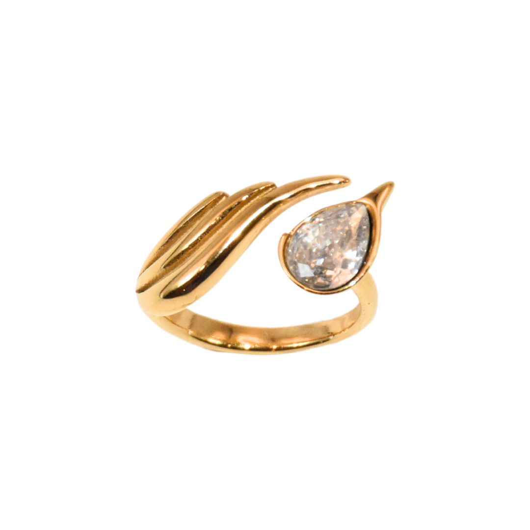 Feathered Zirconia Ring