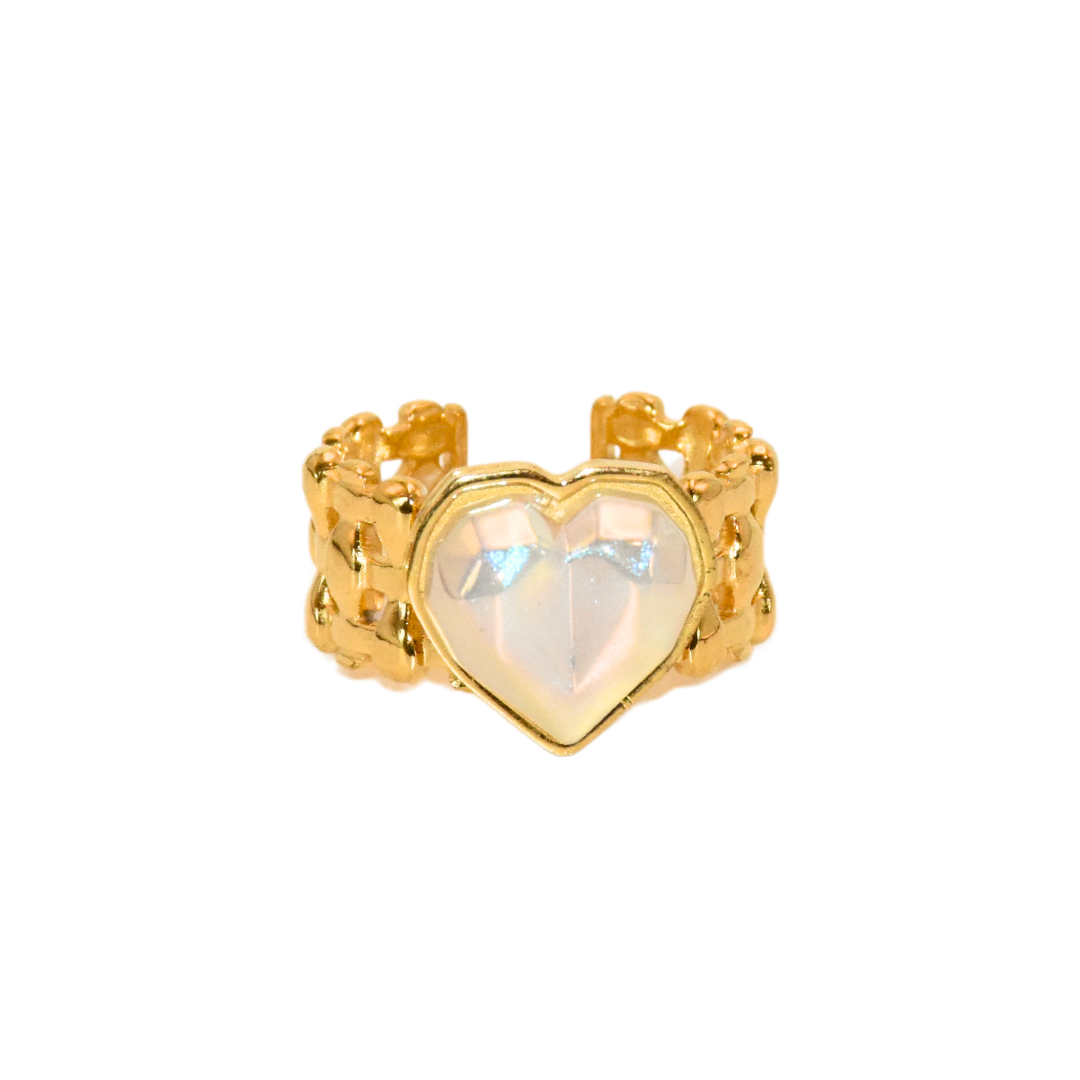 Colorful Mermaid Pearl Heart Ring