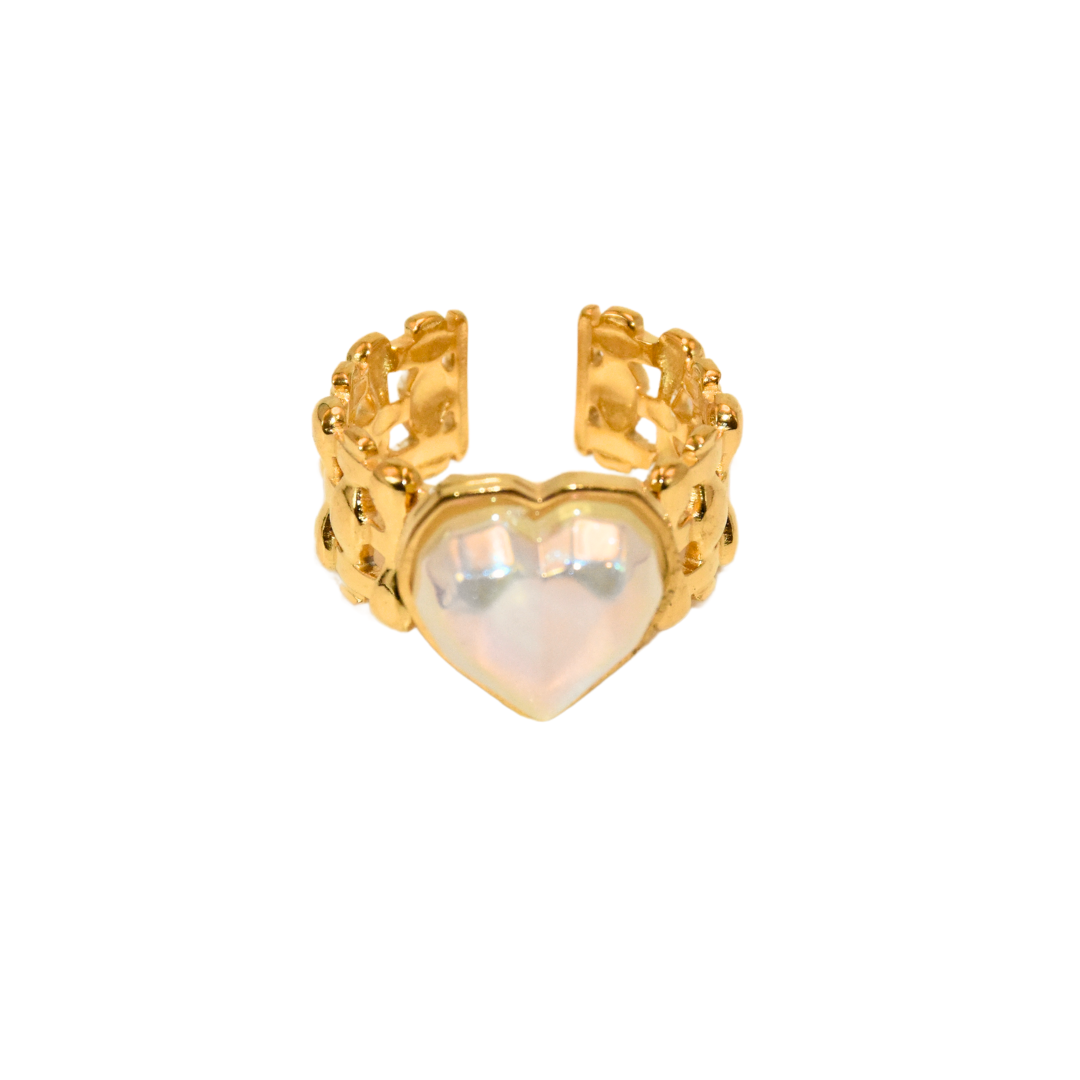 Colorful Mermaid Pearl Heart Ring