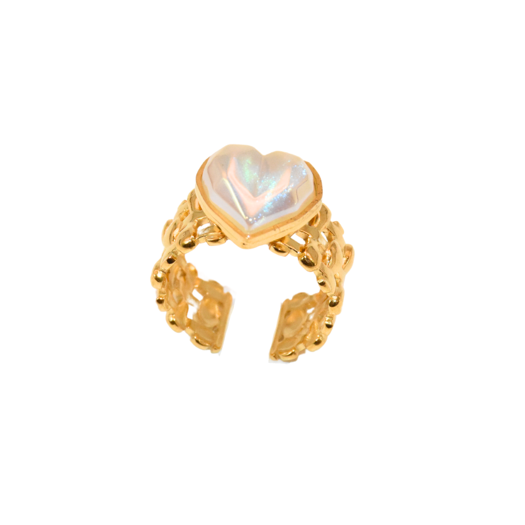Colorful Mermaid Pearl Heart Ring