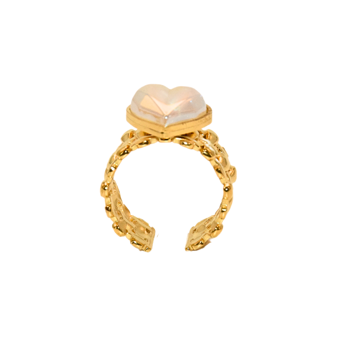 Colorful Mermaid Pearl Heart Ring