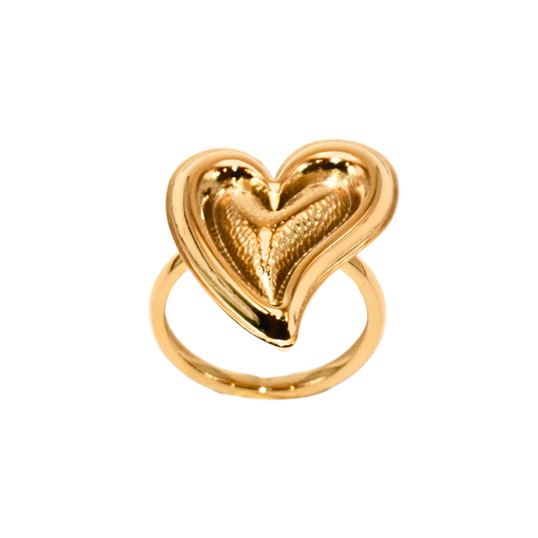 Gold 2D Heartfelt Coeur Ring