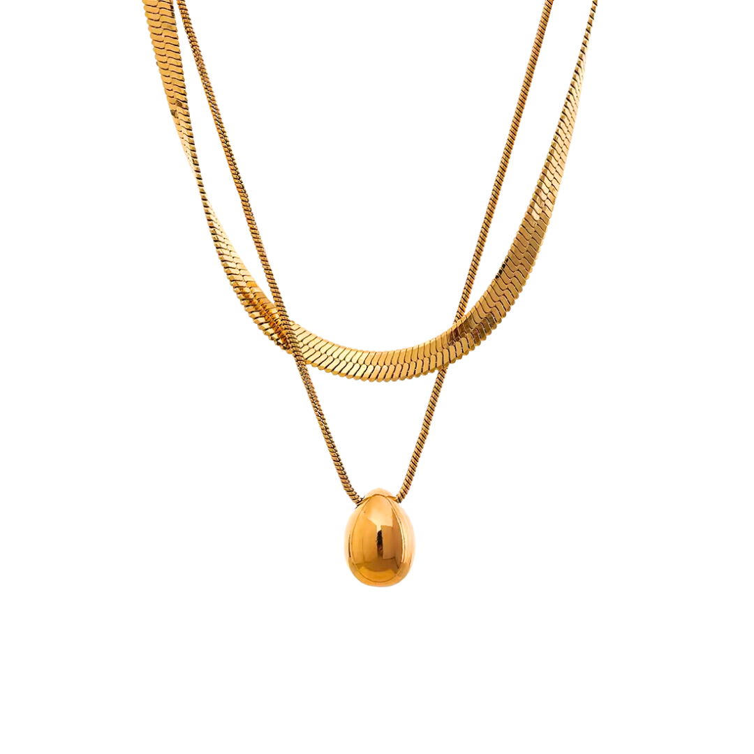 Serpentine Chain Double Layer Pendant Necklace