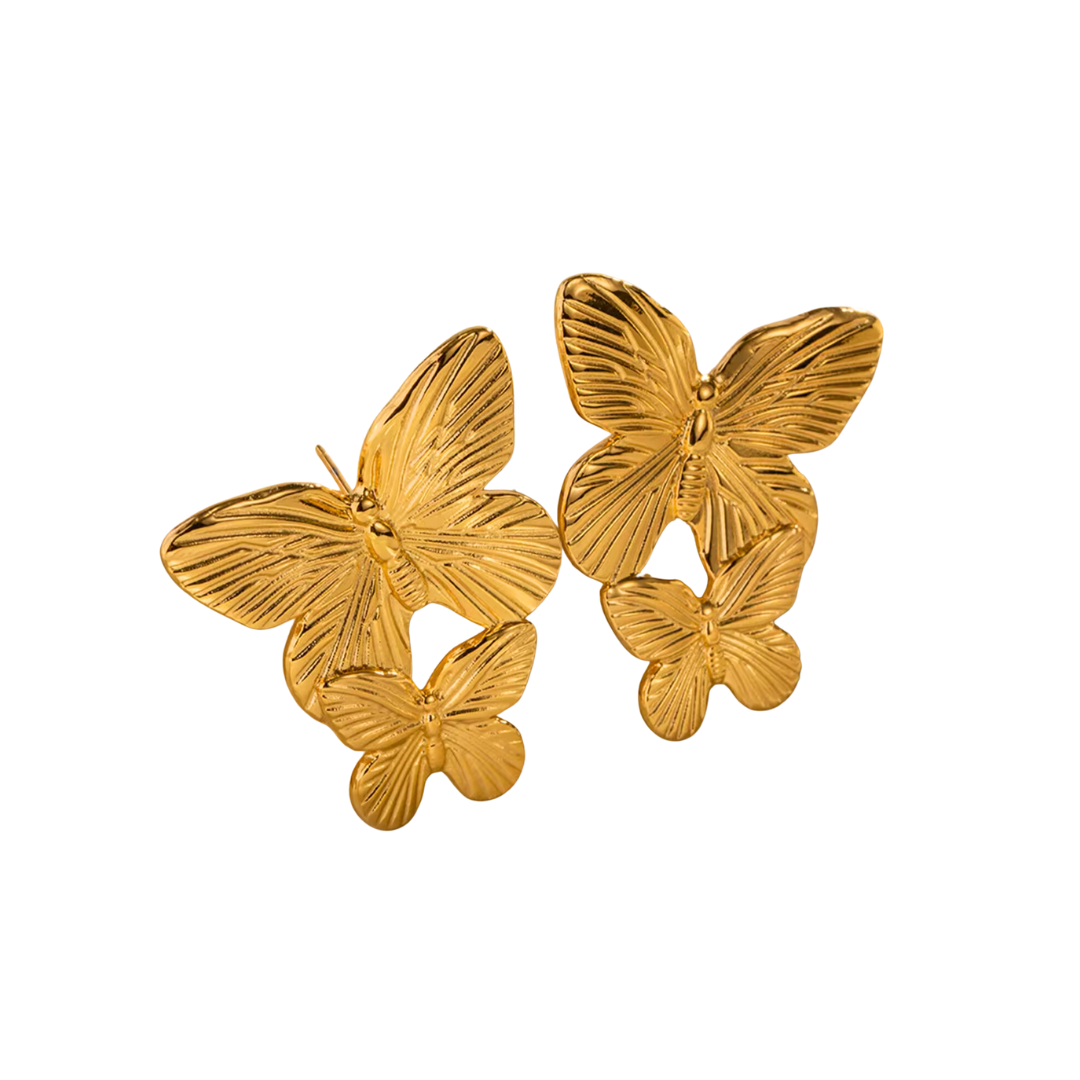 Gold Lepidoptera Butterfly Drop Earrings