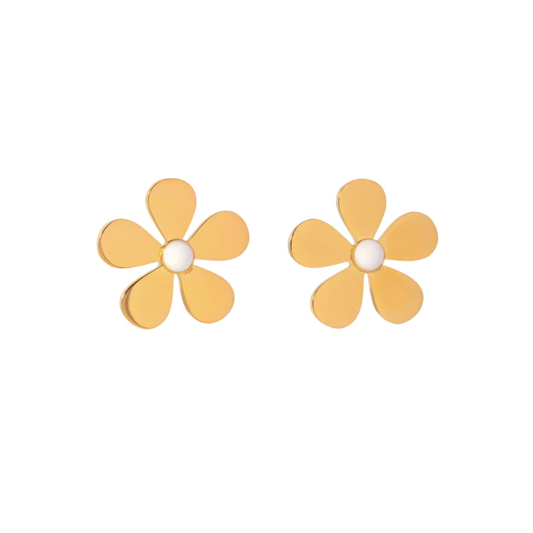 Summer White 5 Petals Daisy Flower Earrings
