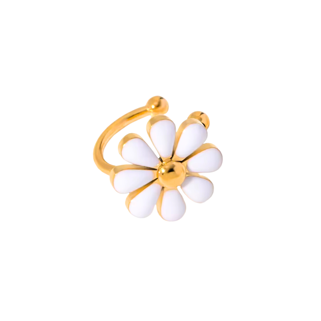 Summer White Daisy Flower Ear Cuff