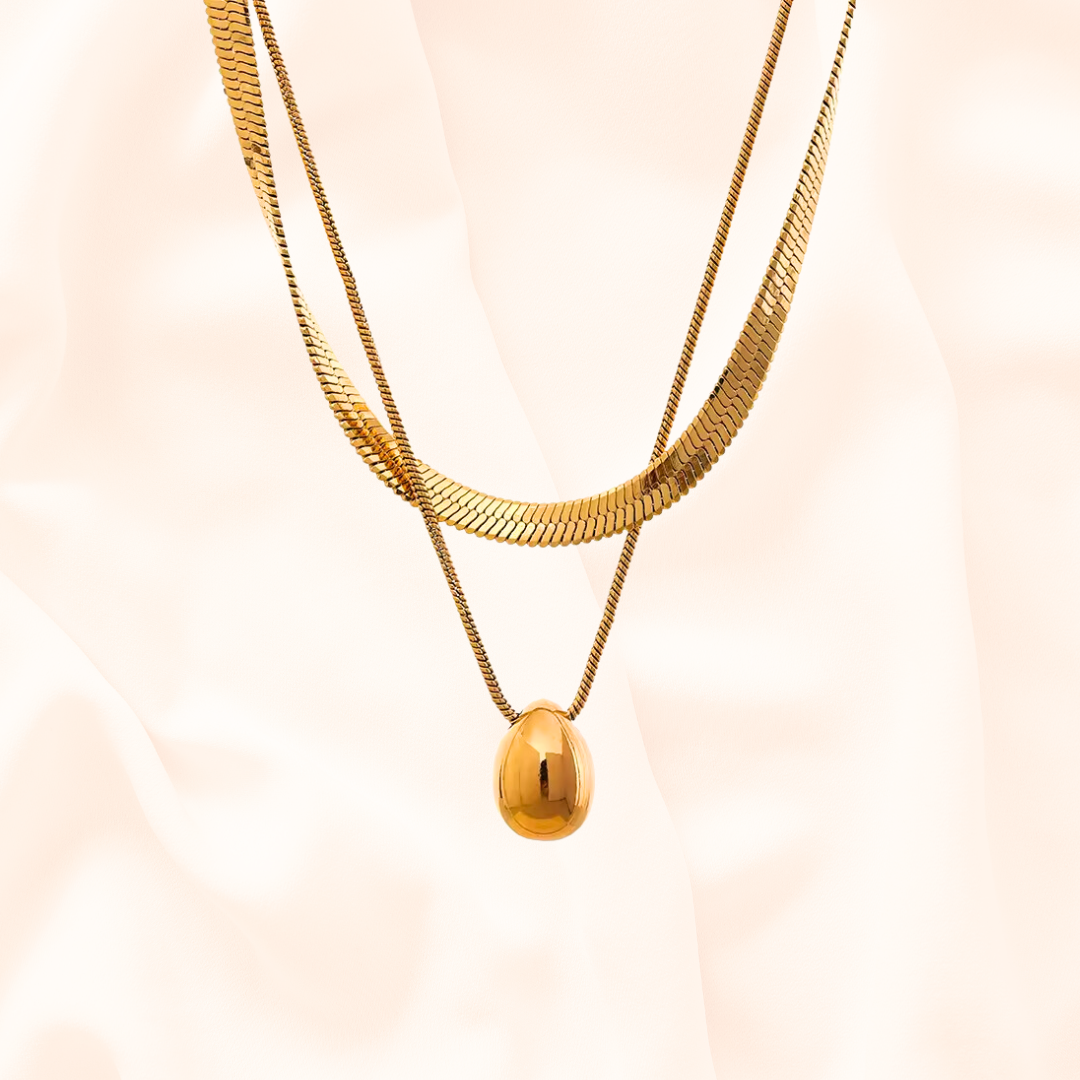 Serpentine Chain Double Layer Pendant Necklace
