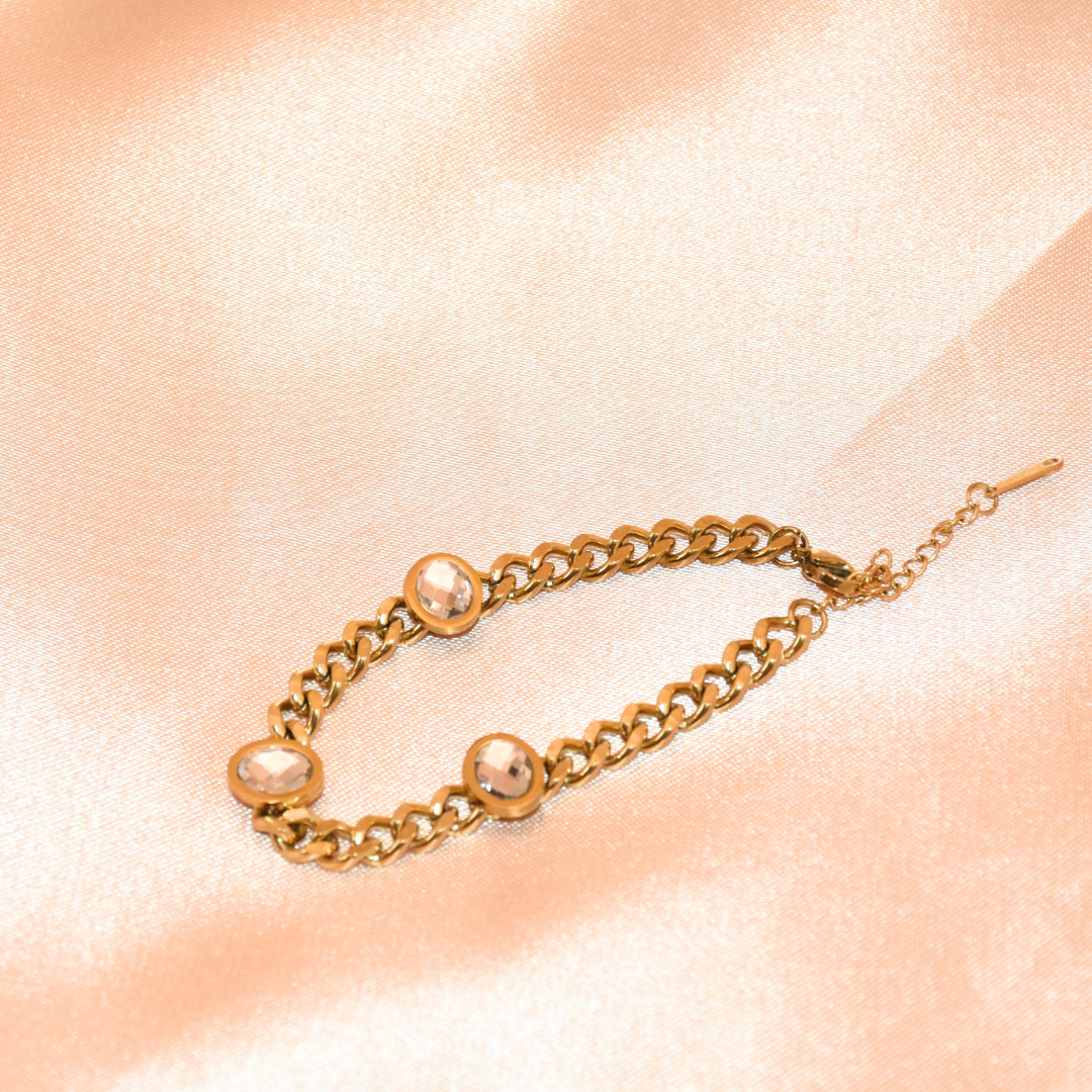 Radiant Triple Zirconia Chain Bracelet