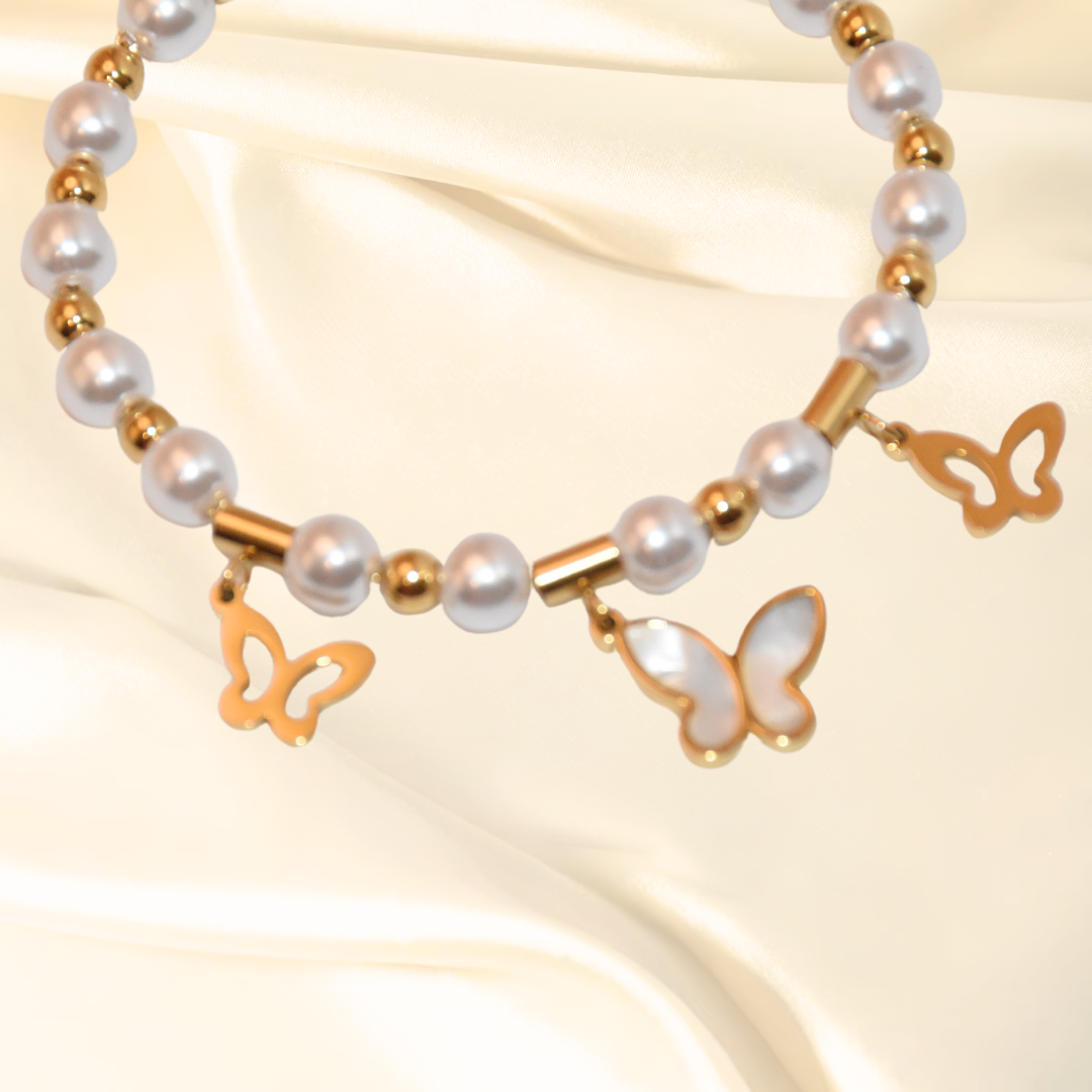 Enchanted Pearl Butterfly Bracelet