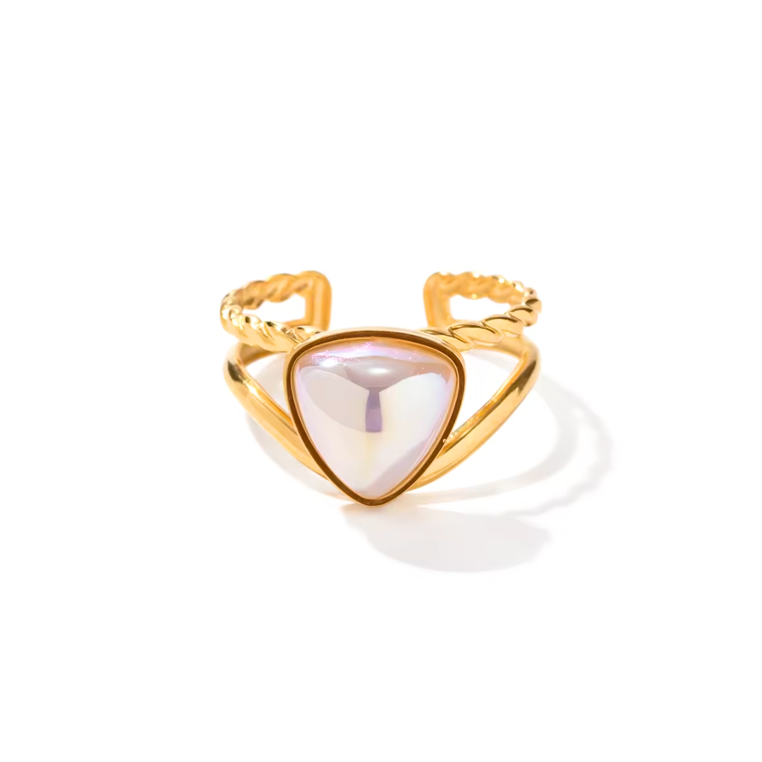 Ethereal Pearl Prism Double Layer Thread Triangle Ring