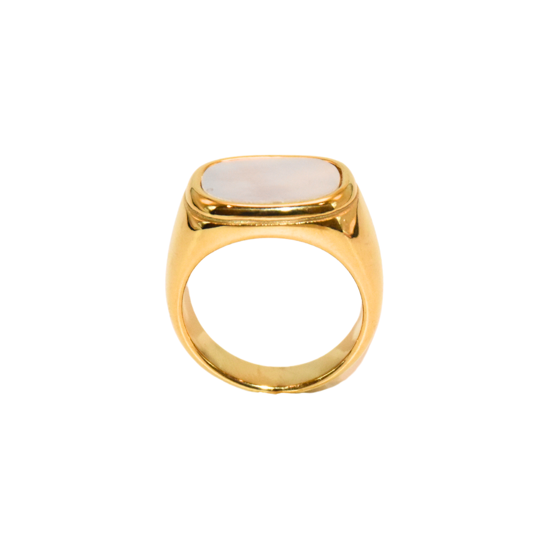 Golden Shell Prism Square Ring