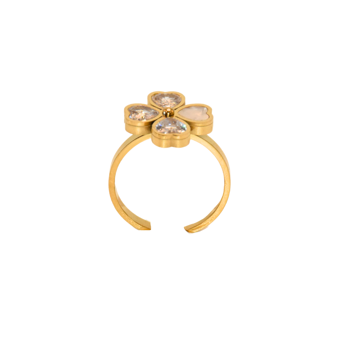 Pearl Petal Zirconia Blossom Ring