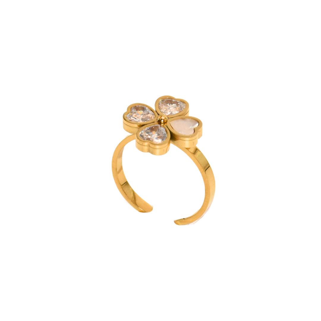 Pearl Petal Zirconia Blossom Ring