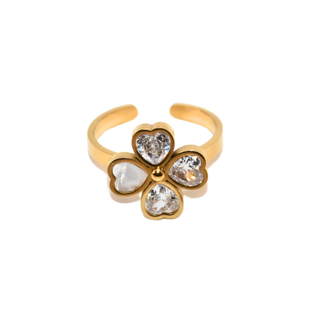 Pearl Petal Zirconia Blossom Ring