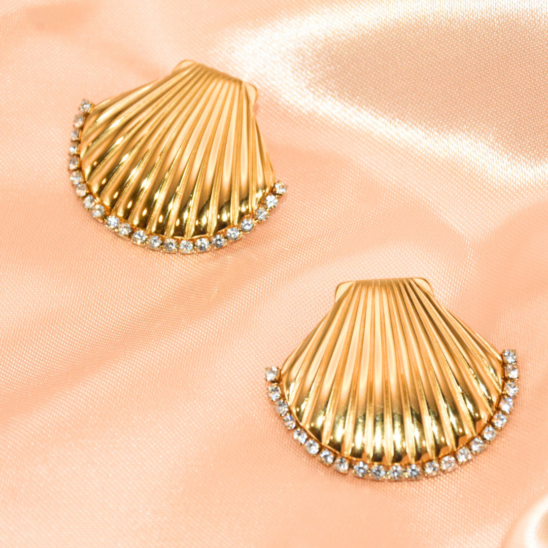 Seashell Sparkle Zirconia Earrings