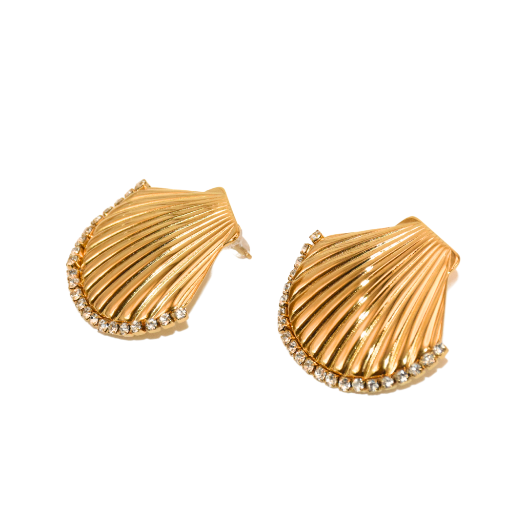 Seashell Sparkle Zirconia Earrings
