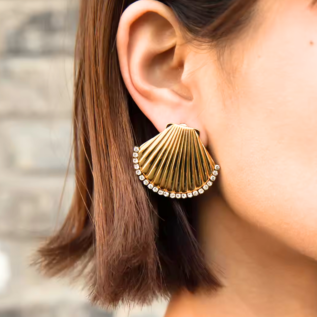 Seashell Sparkle Zirconia Earrings