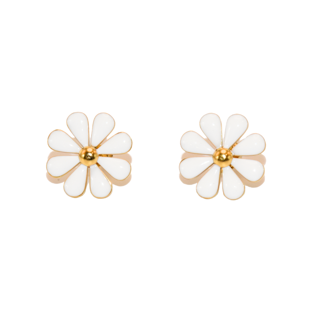 Summer White Daisy Flower Earrings