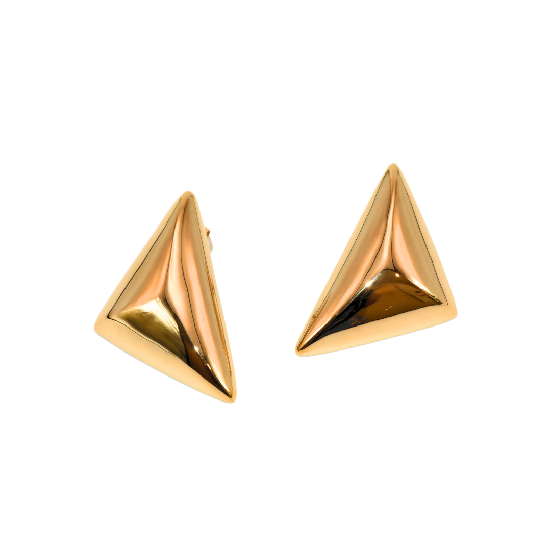 Gold Triangle Stud Earrings