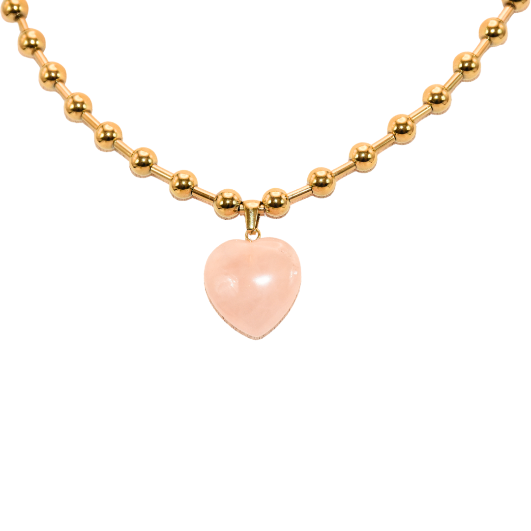 Pink Crystal Heart Pendant Necklace