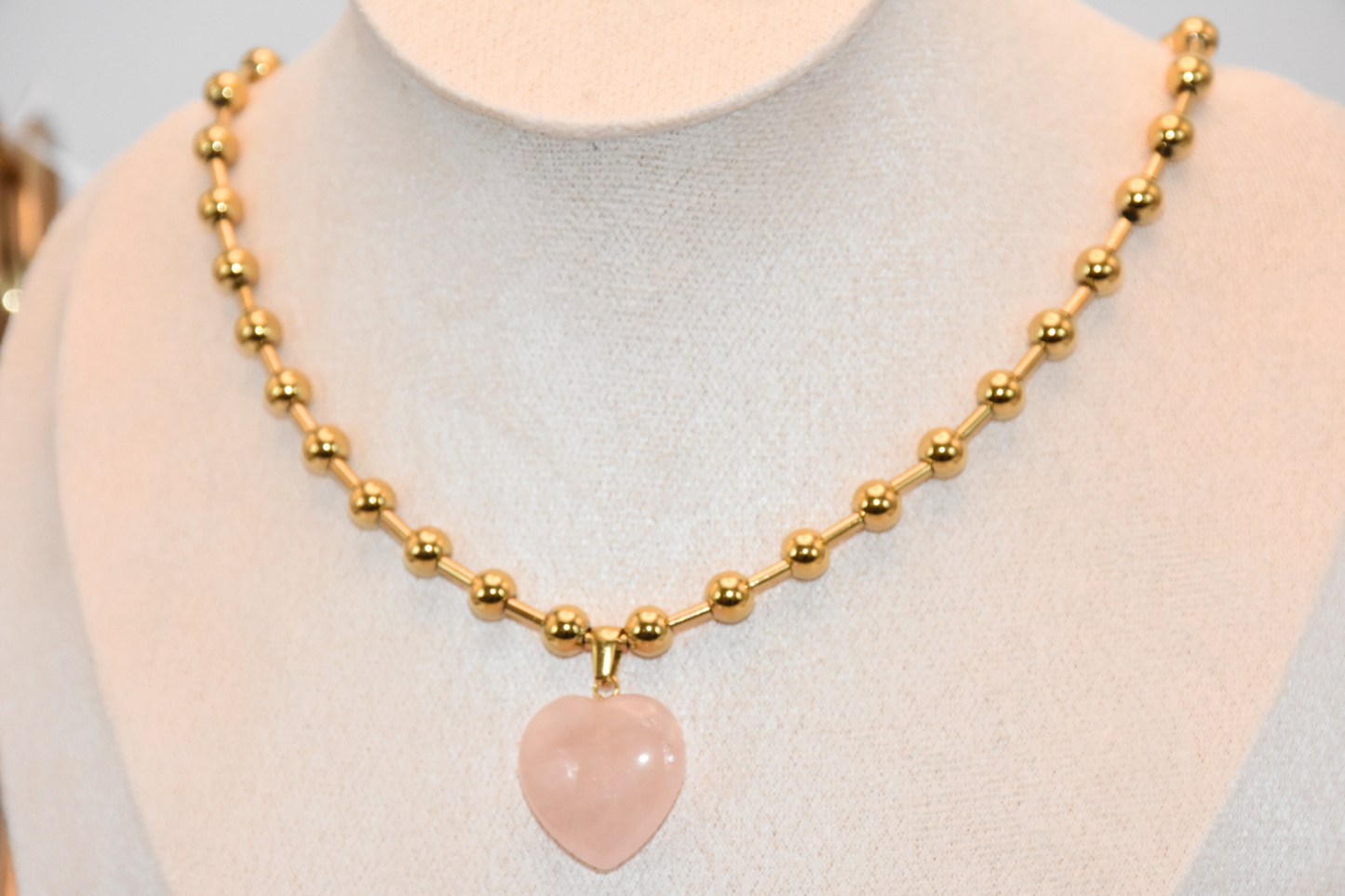 Pink Crystal Heart Pendant Necklace