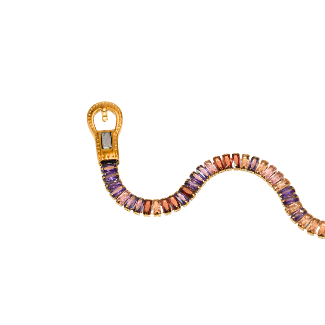 Radiant Rainbow Zirconia Belt Buckle Bracelet