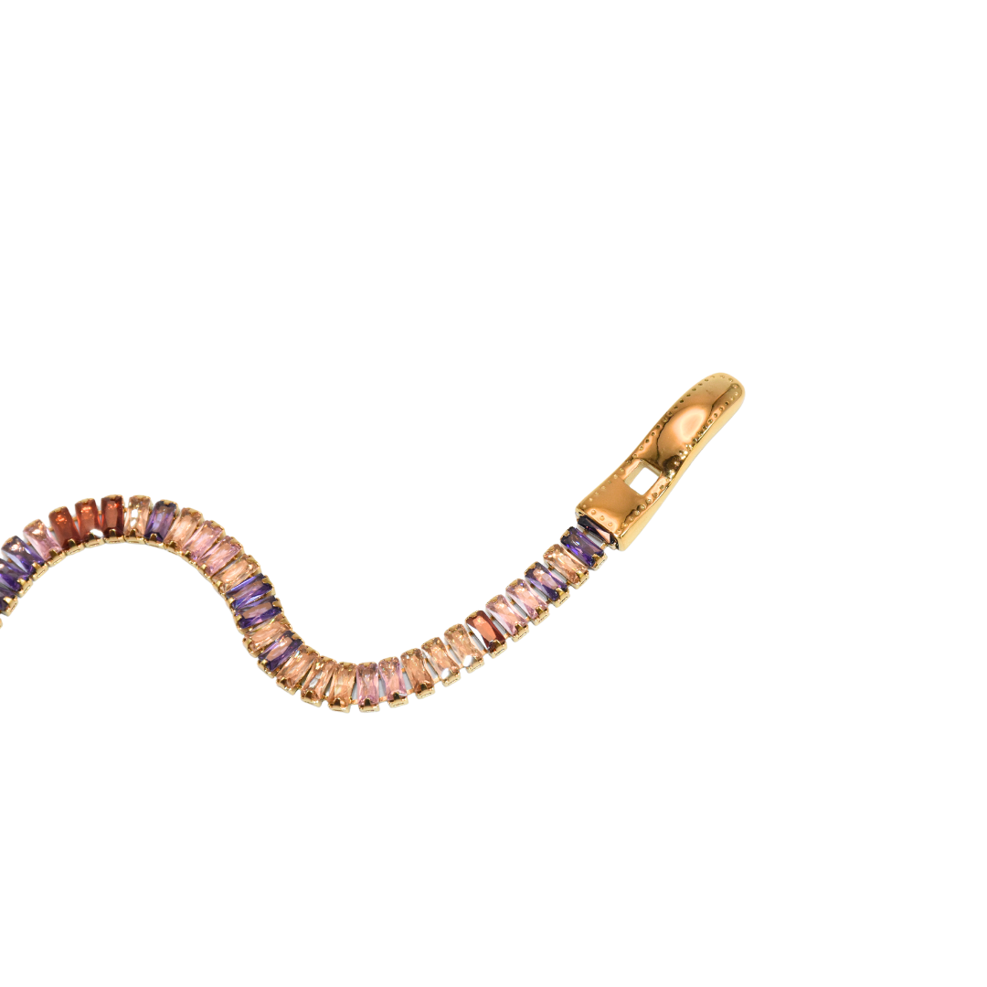 Radiant Rainbow Zirconia Belt Buckle Bracelet