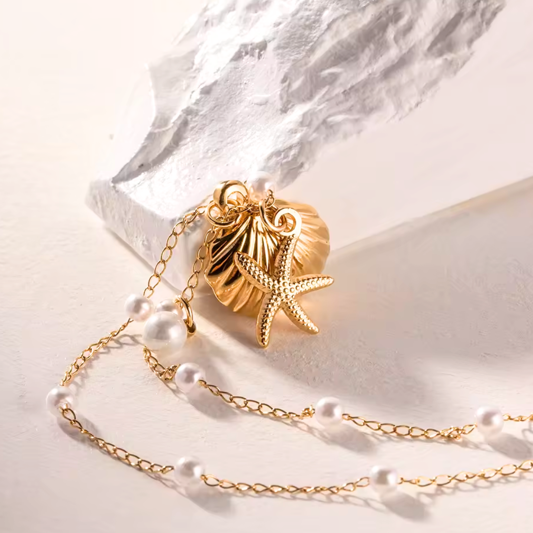 Starfish Pearl Pendant Necklace