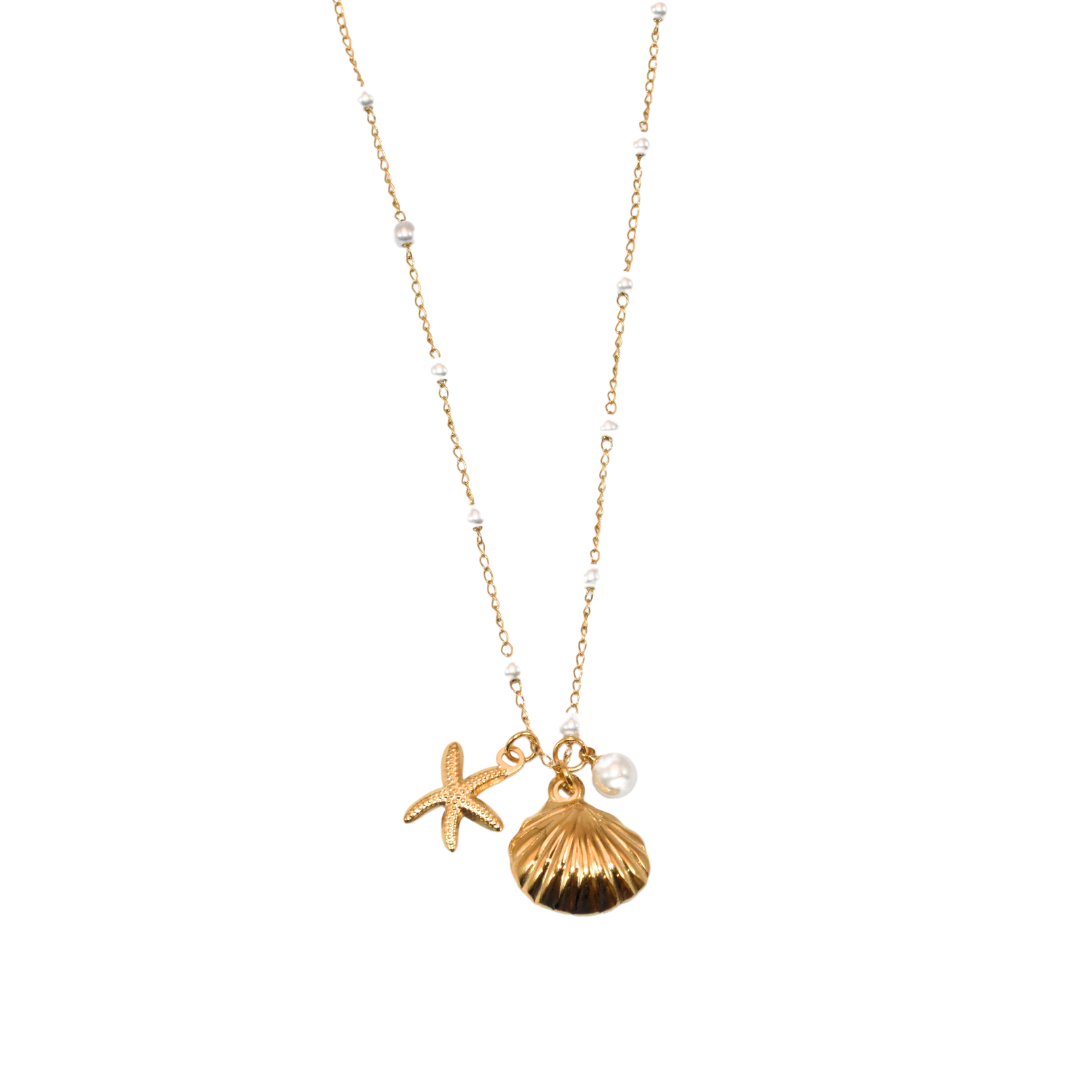 Starfish Pearl Pendant Necklace