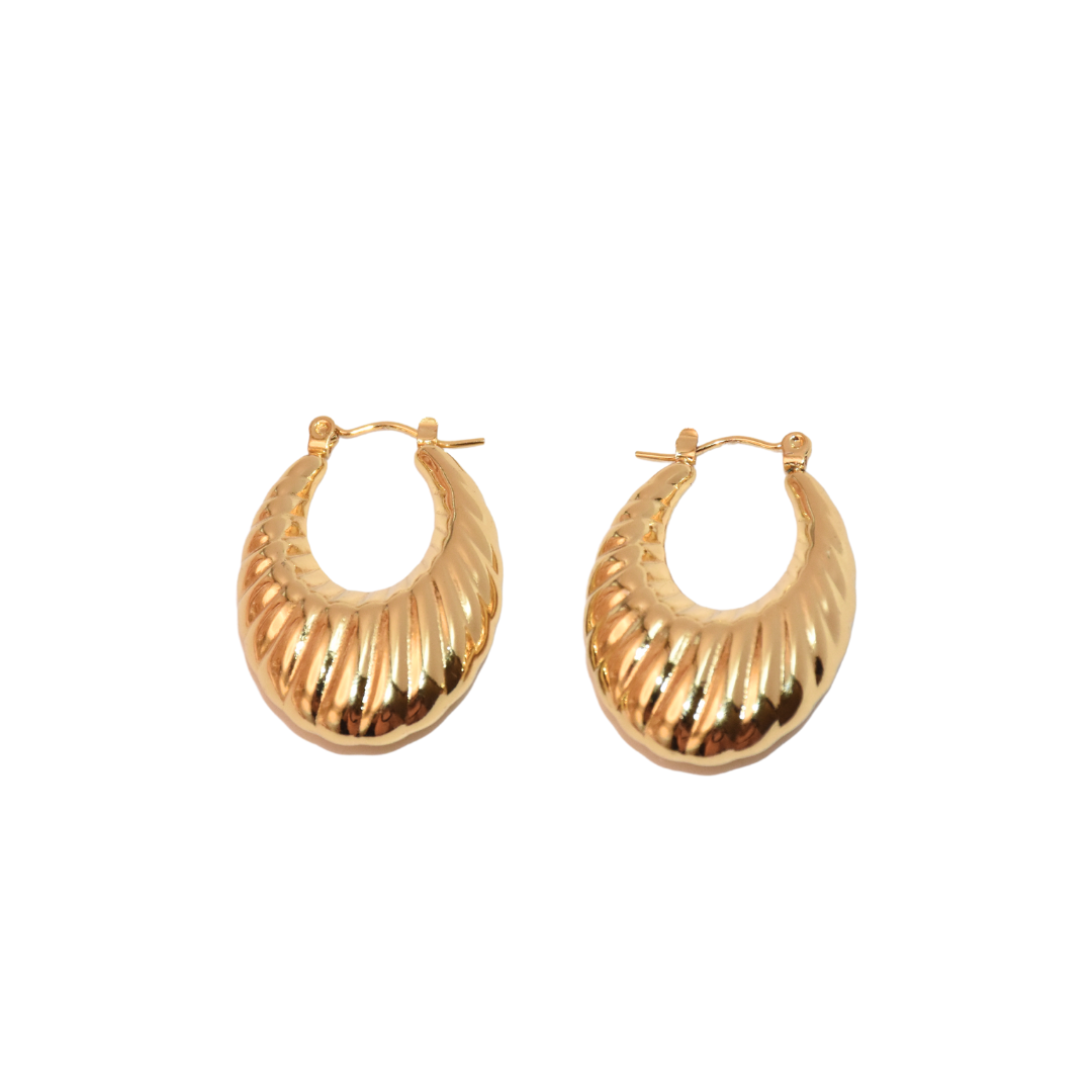 Golden Croissant Hoop Earrings
