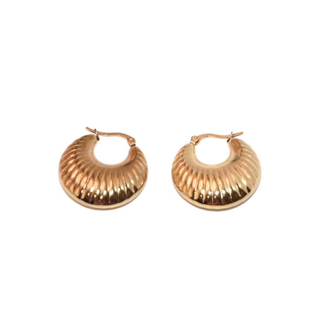 Golden Petite Twisted Chunky Hoop Earrings