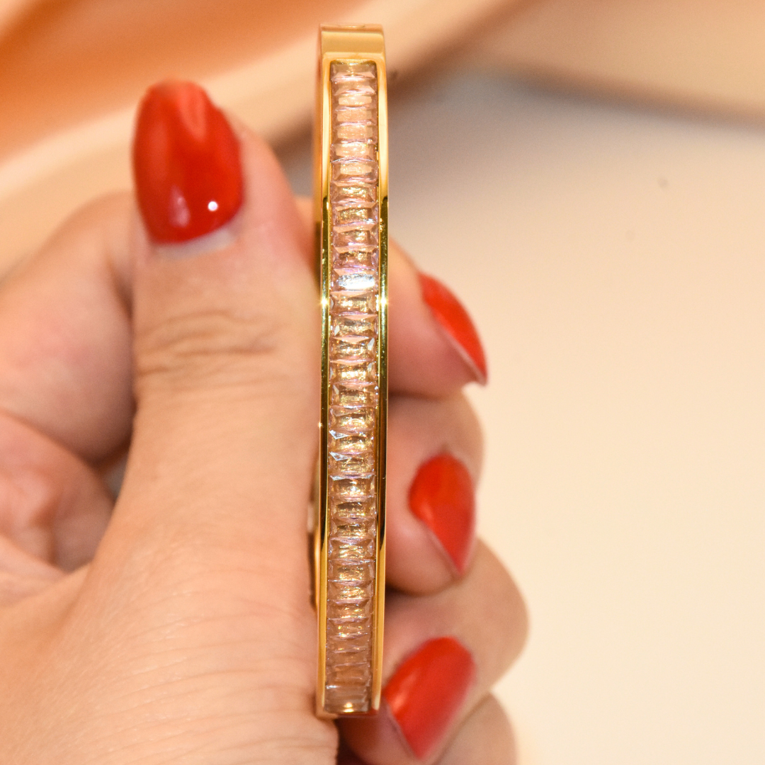 Golden Pink Bliss Zirconia Bangle