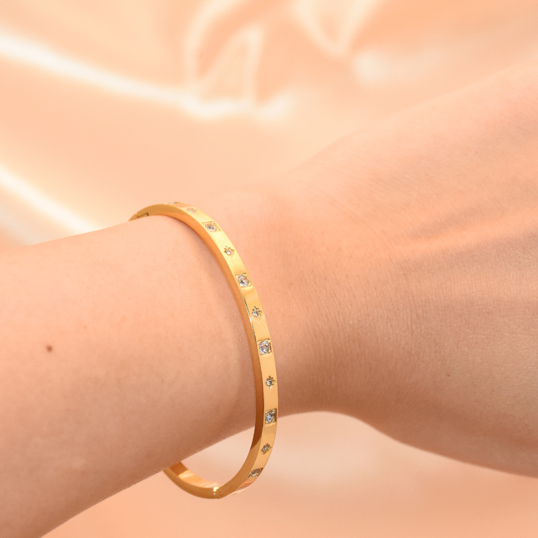 Golden Ruby Starlight Zirconia Bangle