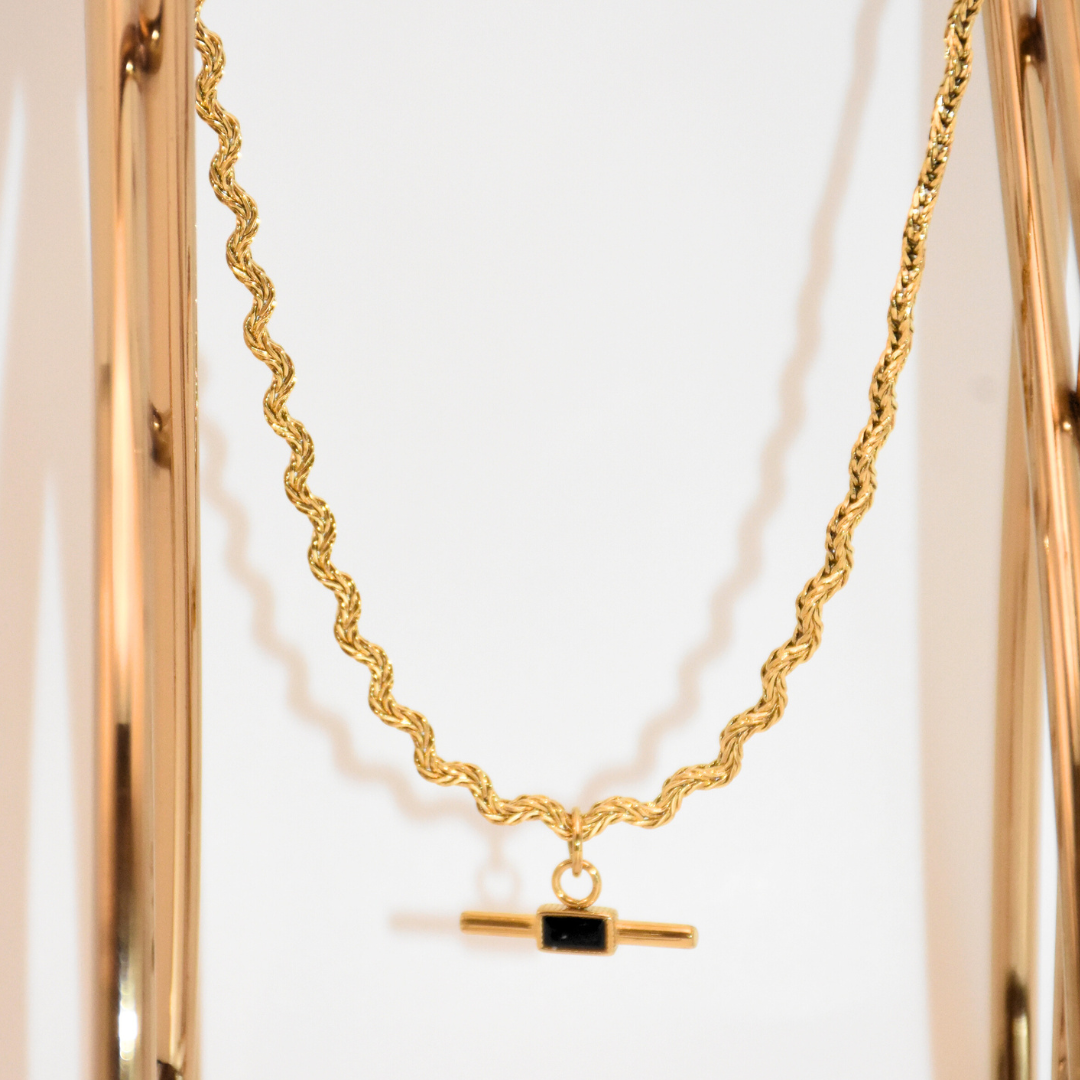 Gold Cascade Onyx Necklace