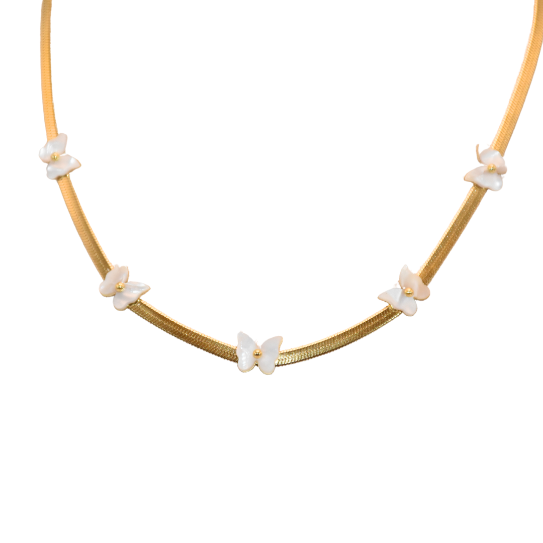 Summertime Shell Butterfly Choker Necklace