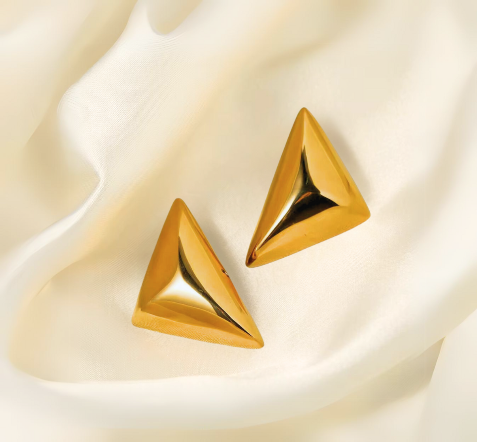 Gold Triangle Stud Earrings